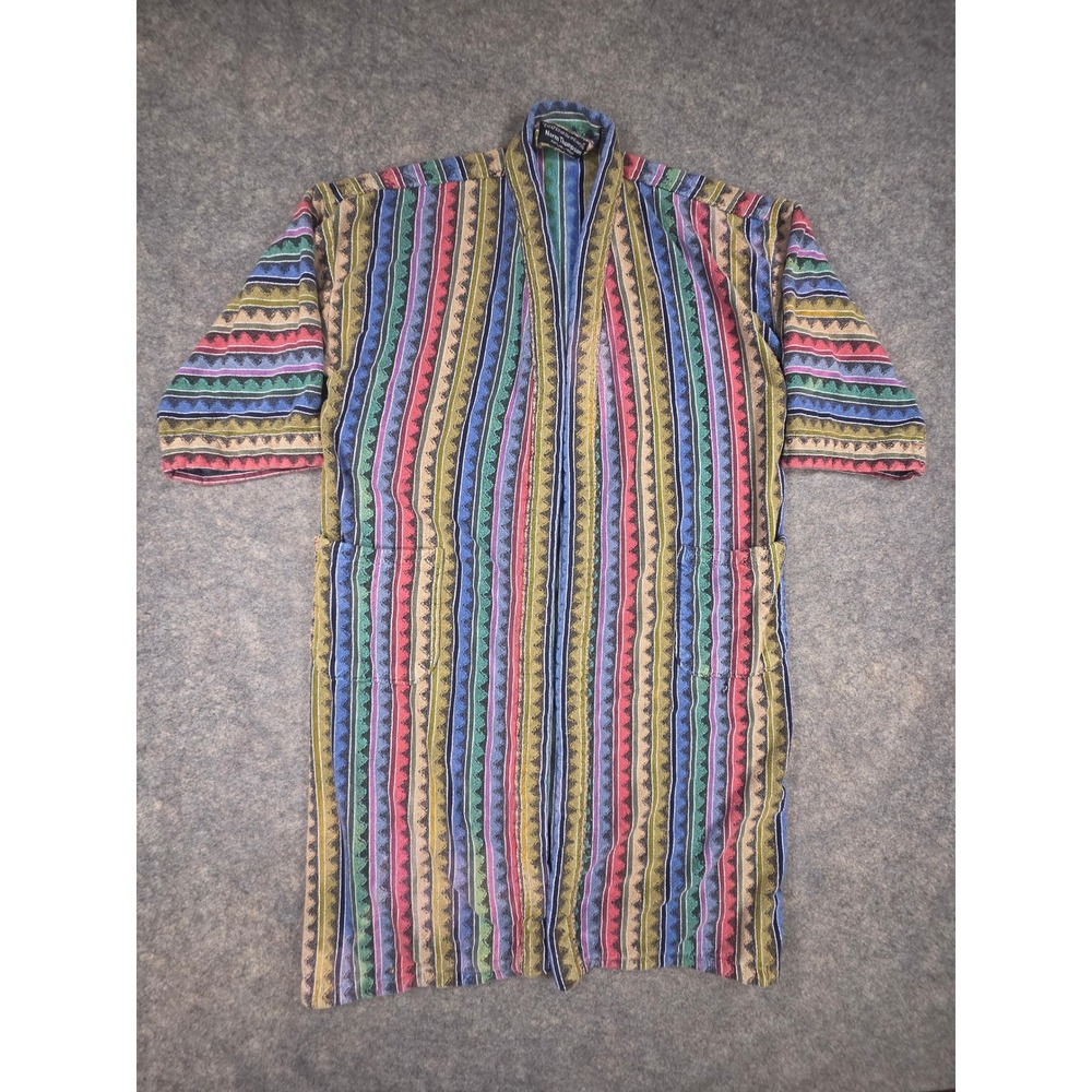 VTG 90's Unique Norm Thompson Robe One Size Multicolor Cotton Terry *No Belt*